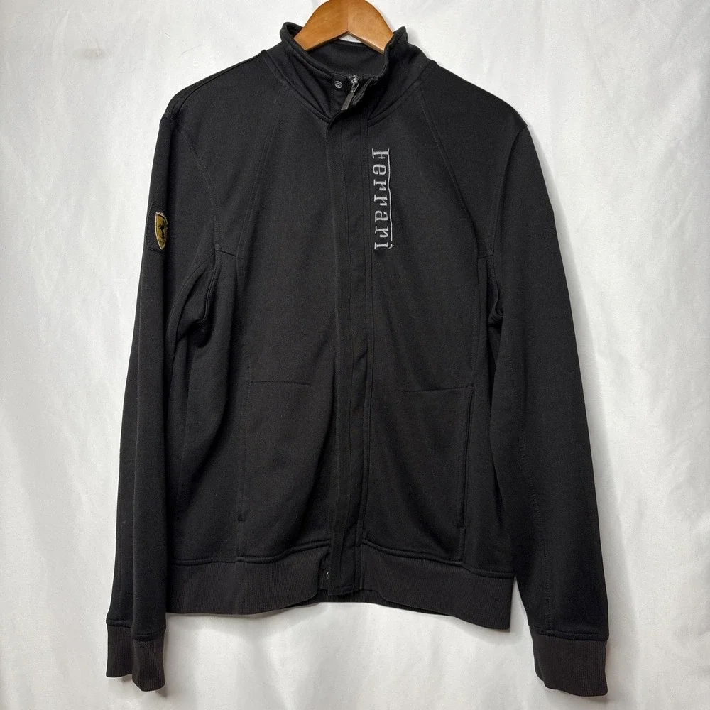 Puma Ferrari Scuderia Men's L Black‎ Track Jacket Logo Racing Full Zip